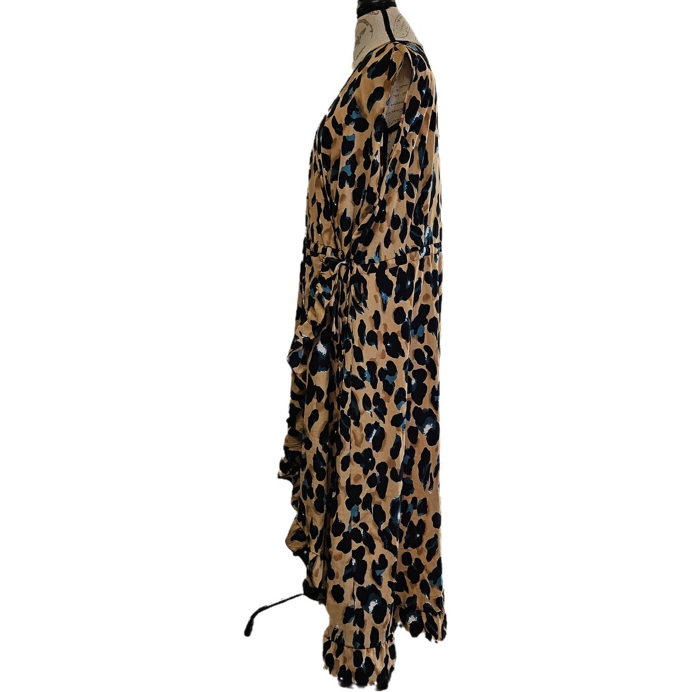NWT Boohoo Plus‎ Wrap Leopard Ruffle Hi Low Midi Dress Size 24 - Picture 4 of 8